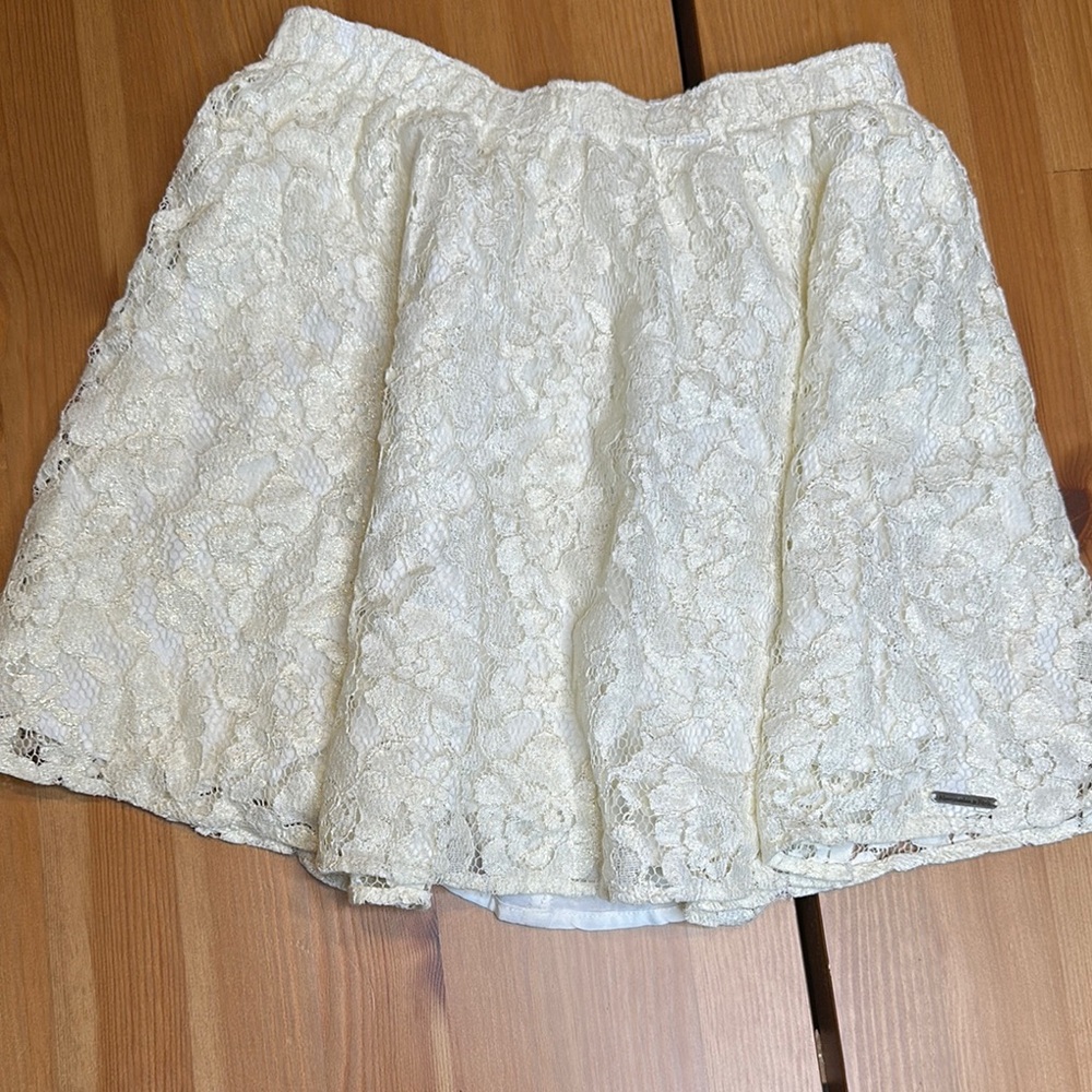 Abercrombie and Fitch Sparkly white lace skirt